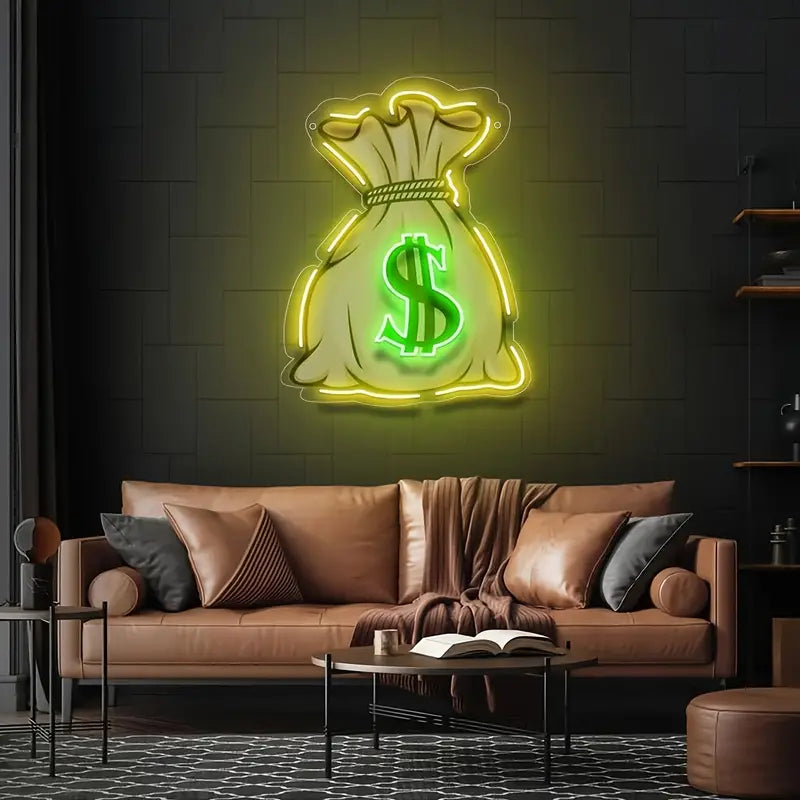 Dollar Money Bag Neon Sign Light