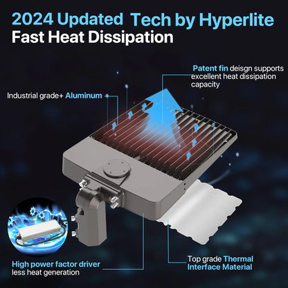Hyperlite LED Parking Lot Light - Zeus Series,30000lumens, 5000K, 120-277V, Dusk to Dawn