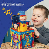Silly Circus Jack in the Box Classic Childrens Musical Toy Colorful Embossed Tin Box and Friendly Plush Age 18 months and Up