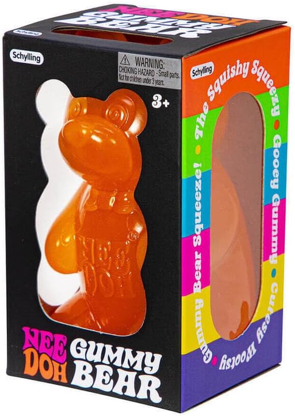 NeeDoh Gummy Bear Sensory Fidget Toy with Jelly Like Filling 35 Tall Orange Pack of 1