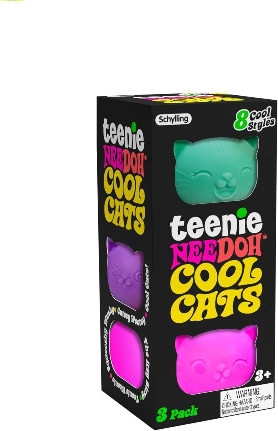 NeeDoh Teenie Cool Cat Sensory Squeeze Toy Contains 3 Mini Groovy Globs 15 Wide Color May Vary Pack of 1