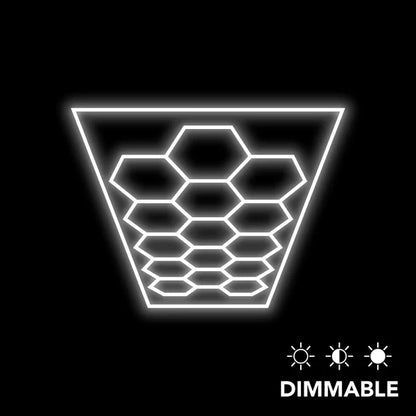 Dimmable Hexagon Garage Lights Gen 2 - 15 Grid (15.9 x 8  ft) with Border