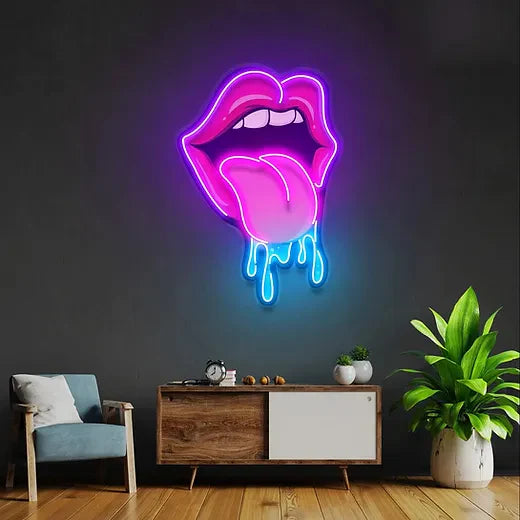 Dripping Lips UV LED Neon Sign
