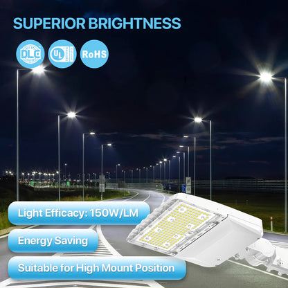 Parking Lot Light - White XALH Series with Shortcap, 36000lumens, Selectable CCT&Wattage AC 120V-277V