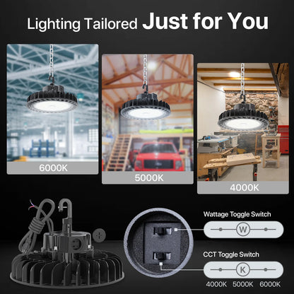 Hyperlite LED High Bay Light - Black Hero Series, 36250lumens, Selectable Wattage&CCT, AC 120-277V