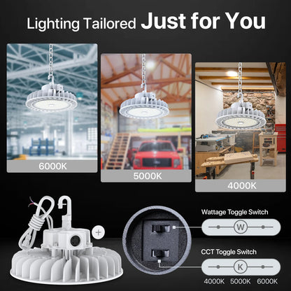 Hyperlite LED High Bay Light - White Hero Series, 14500lumens, Selectable Wattage & CCT, AC 120-277V