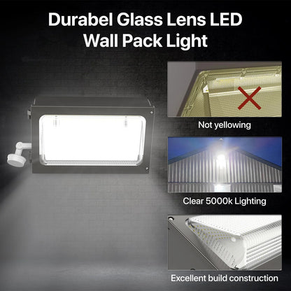 Motion Activated Wall Pack Light - Oval series, 15600 Lumens, 5000K, AC 120-277V, Dusk to Dawn