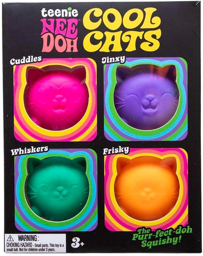 NeeDoh Cool Kitten Teenie Needoh 4 Pack Sensory Squeeze Toy 15 in Diameter Colors May Vary