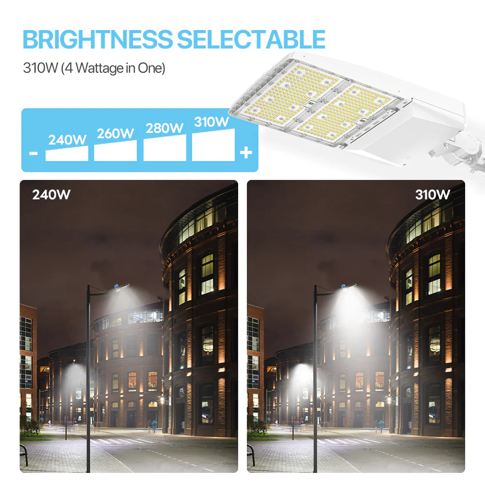 Parking Lot Light - White XALH Series with Shortcap, 36000lumens, Selectable CCT&Wattage AC 120V-277V