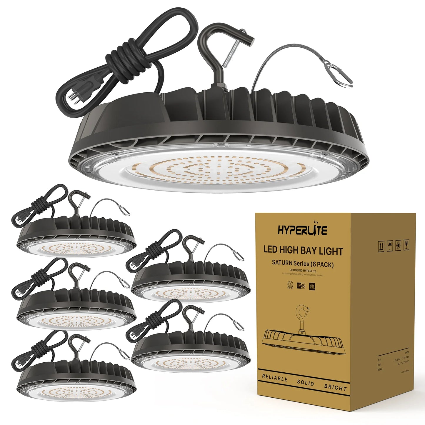 Hyperlite High Bay Light - Saturn Series - 150W 21000lumens, 6000K, 120V ONLY