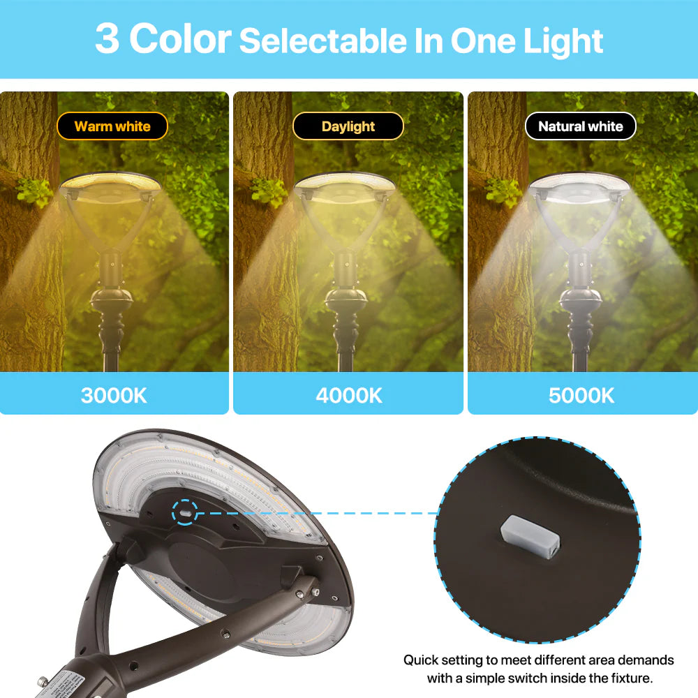 Post Top Lights- TP421 Series 14000lumens, Wattage & CCT Selectable, AC 120-277V