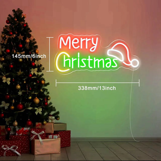 Merry Christmas LED Neon with Santa Hat