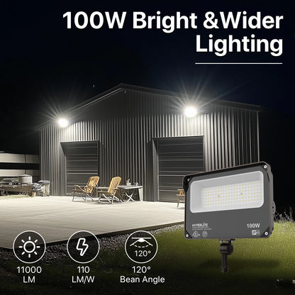 Hyperlite Led Flood Light - Mars Series (Kuncle Mount), 11000lm, 5000K, AC 120V, Optional Dusk-to-Dawn, Without Junction Box