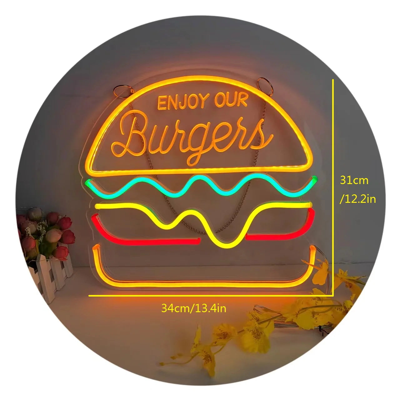 Burger LED Neon Sign Light