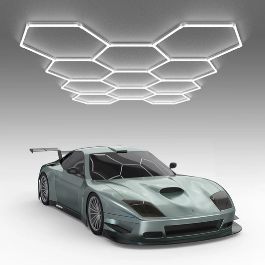 Hyperlite Hexagon Garage Lights Gen 2 - 11 Grid (10.0 x 7.3 ft)