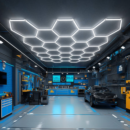 Hyperlite Hexagon Garage Lights Gen 2 - 25 Grid (13.8 x 11.7 ft)