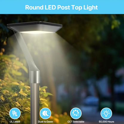 Black Gooseneck Post Top Lights (2 Pack) - TP260/TP325 Series 4720lumens, 4000K, AC120-277V