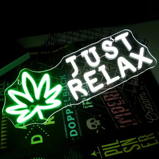 Just Relax with Leaf Neon Sign Light