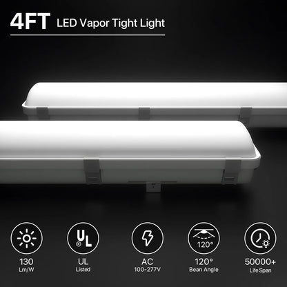 LED Vapor Tight Light - Capsule series, 7800lumens, 5000K, AC 100-277V