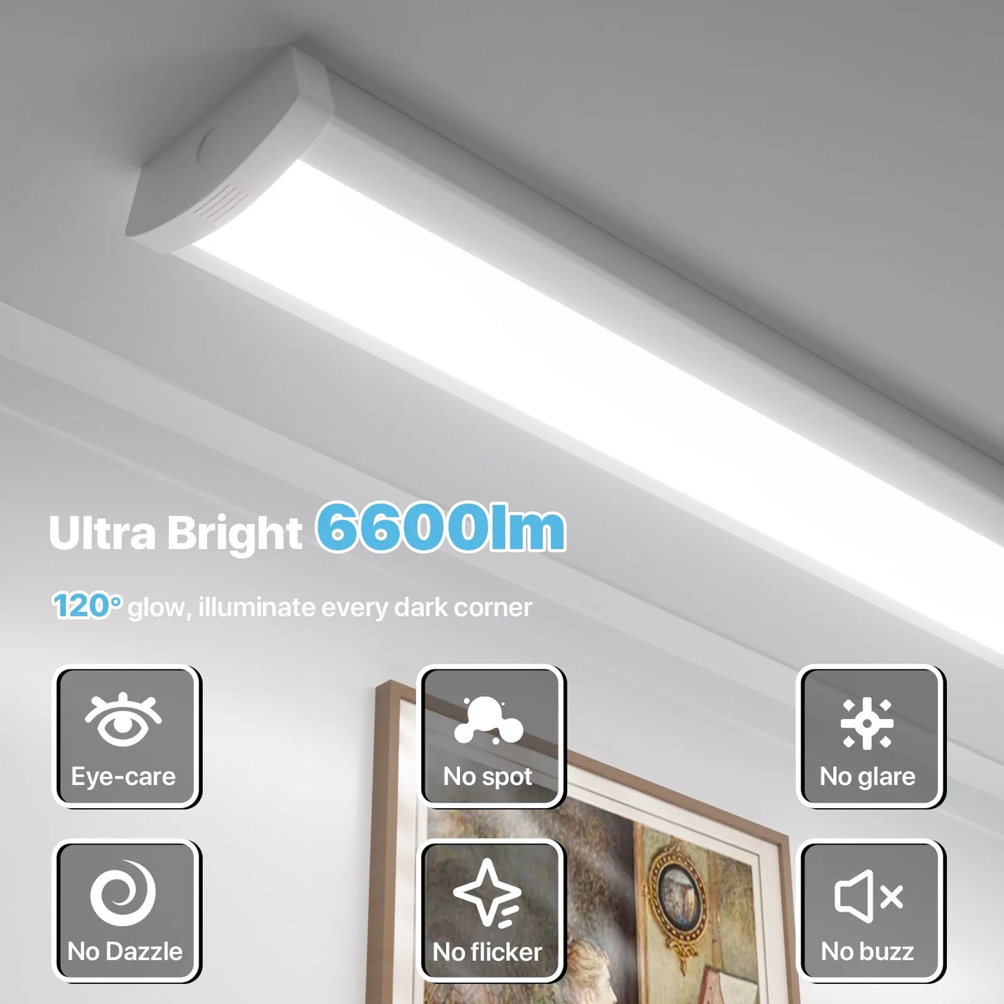 Hyperlite 4FT LED Wraparound Light, 6600lumens, 4000K, Selectable Wattage, AC 120V