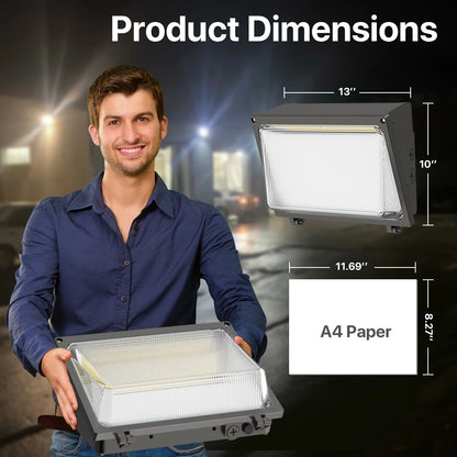 Hyperlite LED Wall Pack Light - HPSA02 Series, 18000lm, 5000K, AC 120-277V, Glass Lens Dusk to Dawn