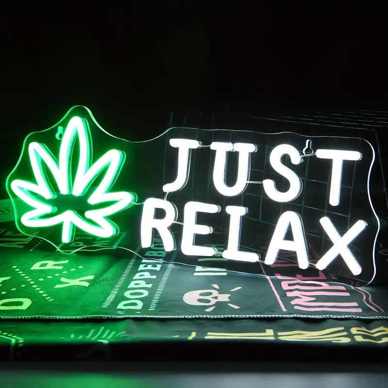Just Relax with Leaf Neon Sign Light