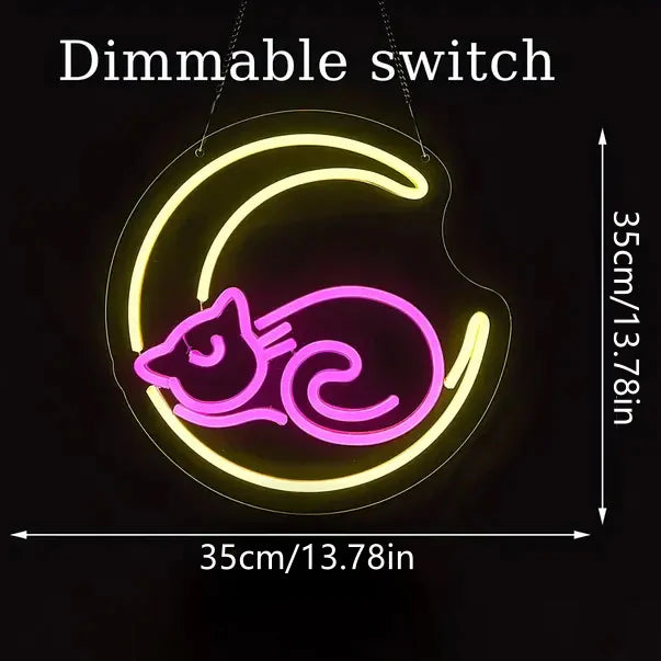 Moon Cat LED Neon Sign Light