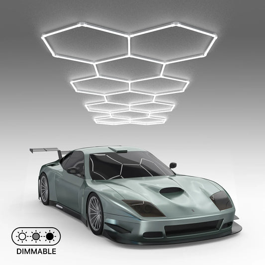 Dimmable Hexagon Garage Lights Gen 2 - 11 Grid (15.9 x 5.1 ft)