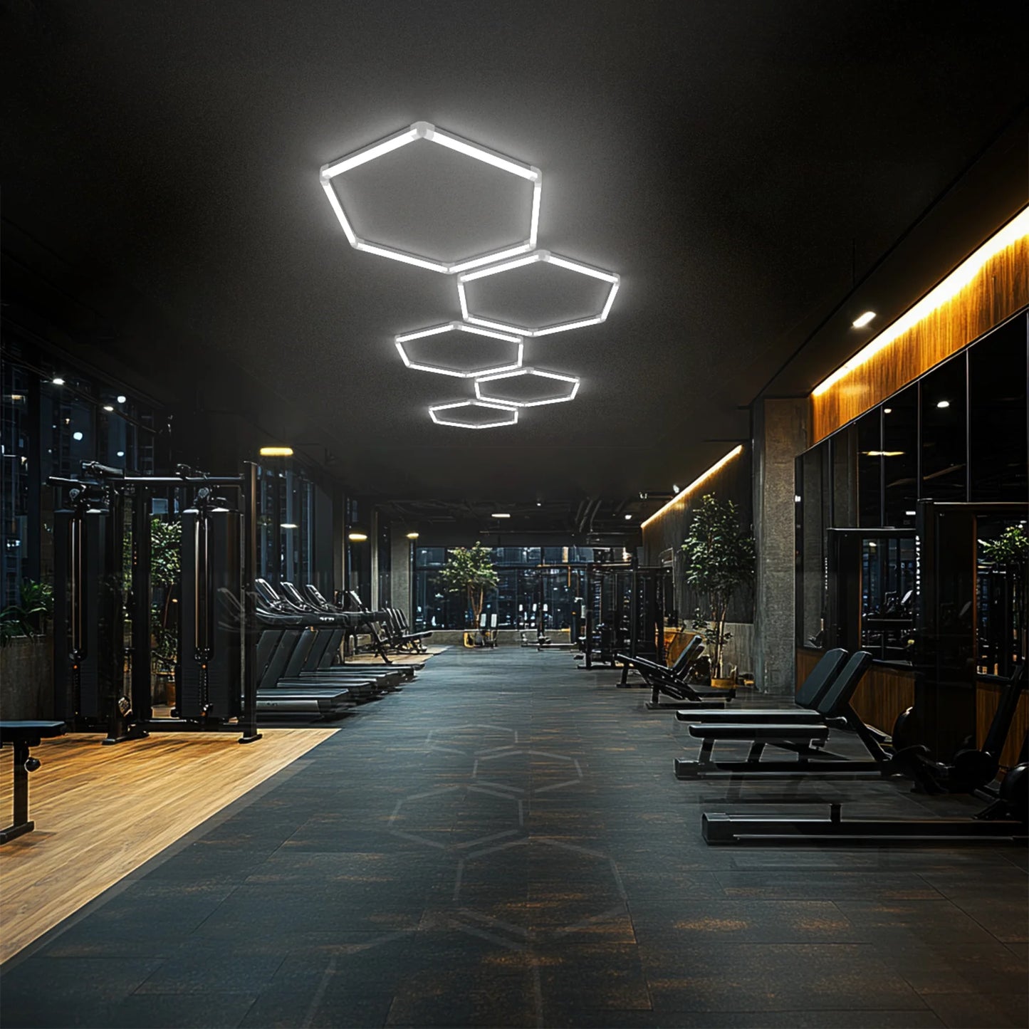Hyperlite Hexagon Garage Lights Gen 2 - 5 Grid (12.4 x 4 ft)
