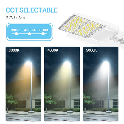 Parking Lot Light - White XALH Series with Shortcap, 46500lumens, Selectable CCT&Wattage AC 120V-277V