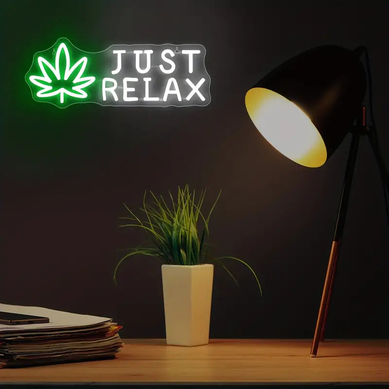 Just Relax with Leaf Neon Sign Light