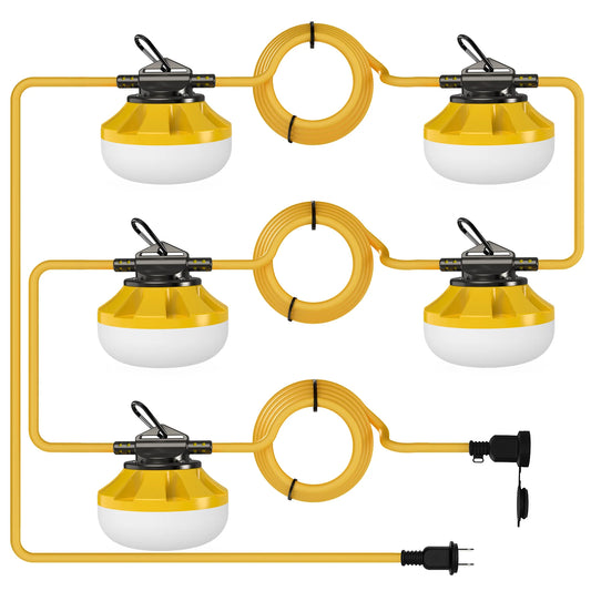 Hyperlite 50ft Construction LED String Work Lights - 5000lumens, 5000K, AC 120V Only