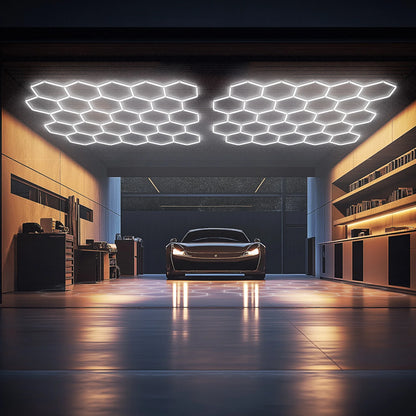 Hyperlite Hexagon Garage Lights Gen 2 - 25 Grid (13.8 x 11.7 ft)