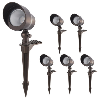 Glitgate 3CCT Landscape Spotlight 250lumens, CCT Selectable, AC/DC 12-24VLow Voltage, 6 Pack
