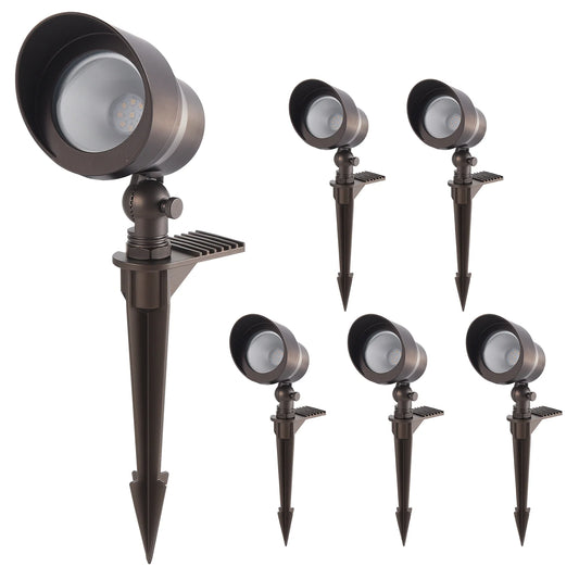 Glitgate 3CCT Landscape Spotlight 250lumens, CCT Selectable, AC/DC 12-24VLow Voltage, 6 Pack