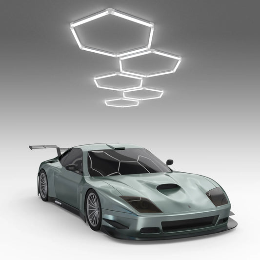 Hyperlite Hexagon Garage Lights Gen 2 - 5 Grid (12.4 x 4 ft)