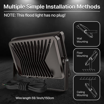 Hyperlite Led Flood Light with Photocell  - Mars Series 2 Pack (U Bracket) - 18000lumens, 5000K, AC 120V Only