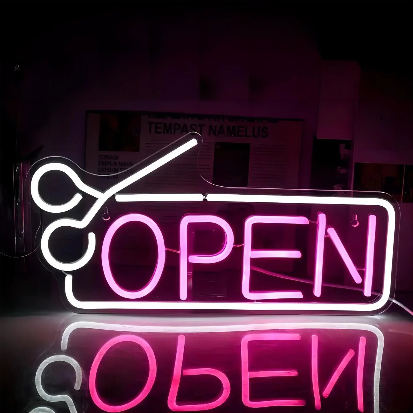 Open With Scissors Neon Sign Light