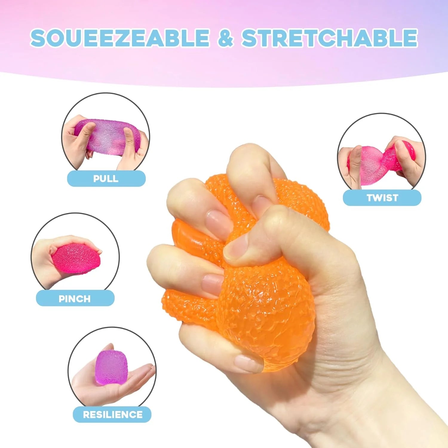 Squishy Fidget Toys Stress for Kids and Adults Super Solid Squeeze Ball Sensory for Stress Relief Birthday Easter Basket Stuffers and Party FavorsOrange