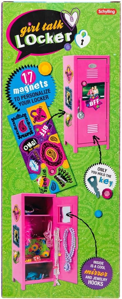 Girls Talk Pink Mini Locker 1125 Decorative Metal Storage Locker with 17 Mix and Match Magnets Lock and Keys Ages 4 12