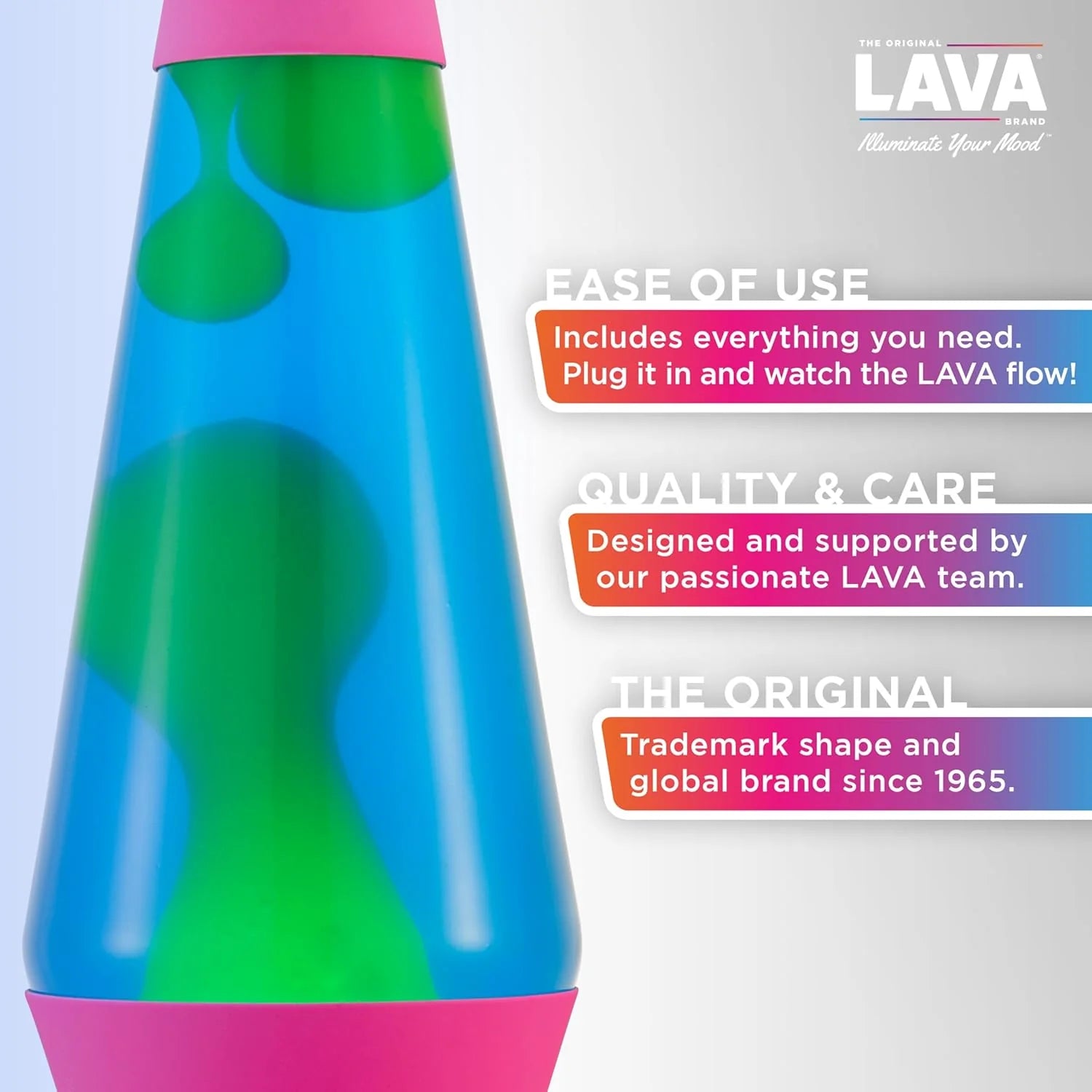 Lava The Original Lamp 145 Neon Pink Classic Liquid Motion Lamp Green Yellow and Blue Liquid Item 2383 Amazon Exclusive
