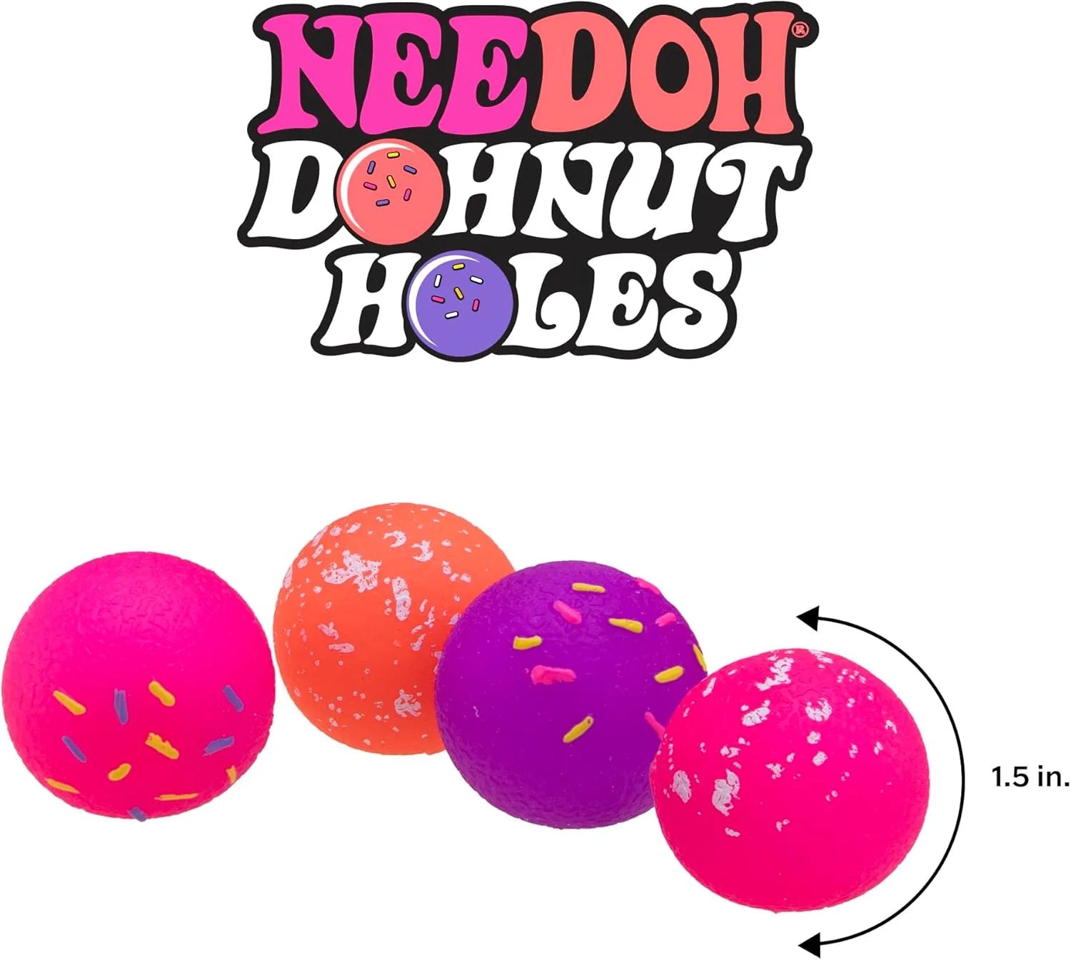 NeeDoh Dohnut Hole Needoh 4 Pack Sensory Squeeze Toy 15 in Diameter Colors May Vary