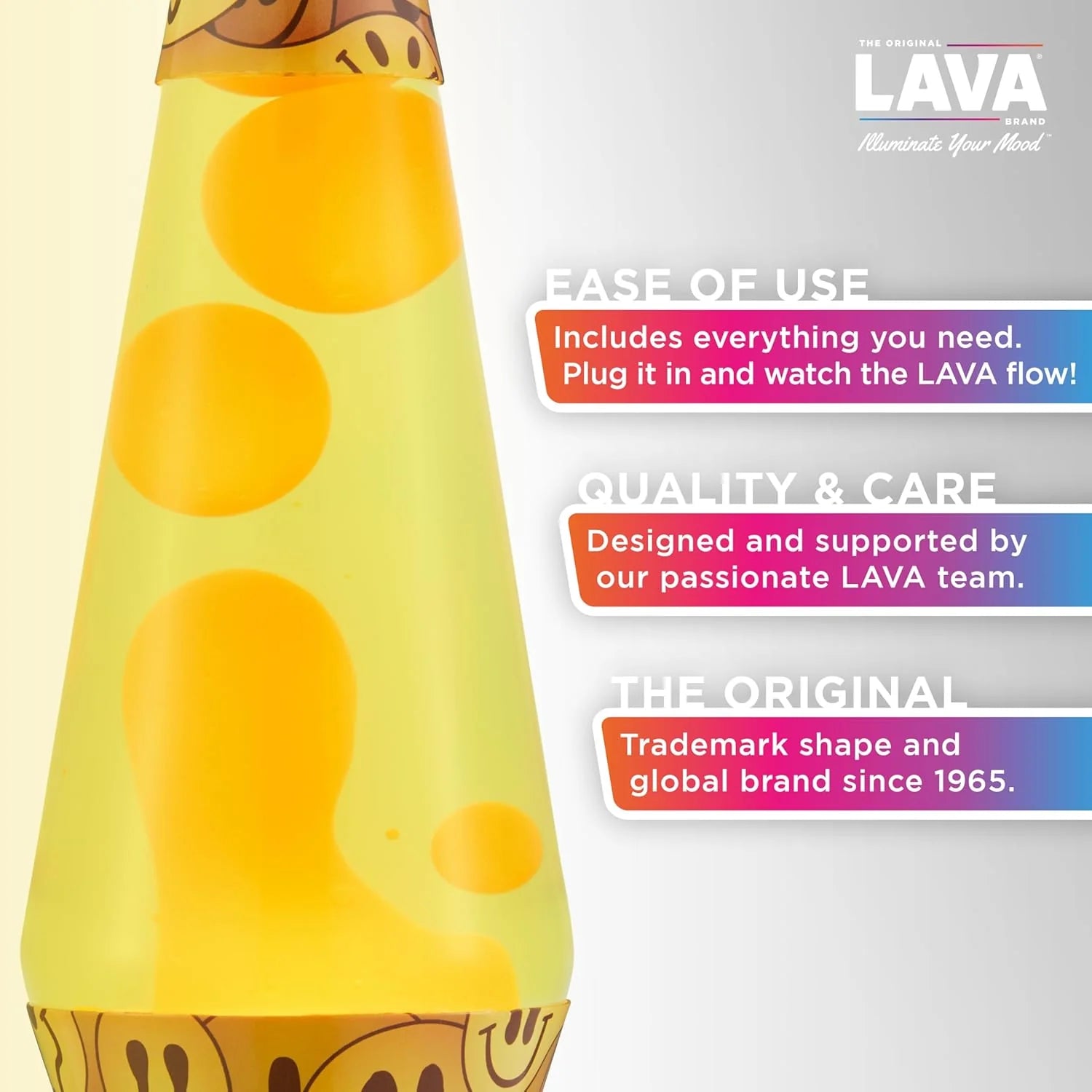 The Original Lava Lamp 145 Grinning Globs Classic Liquid Motion Lamp Yellow Lava and Orange Liquid Item 2094 Amazon Exclusive