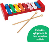 Wooden Xylophone Colorful Kids Instrument Includes Wooden Mallets and Embossed Metal Keys Ages 3 and Up