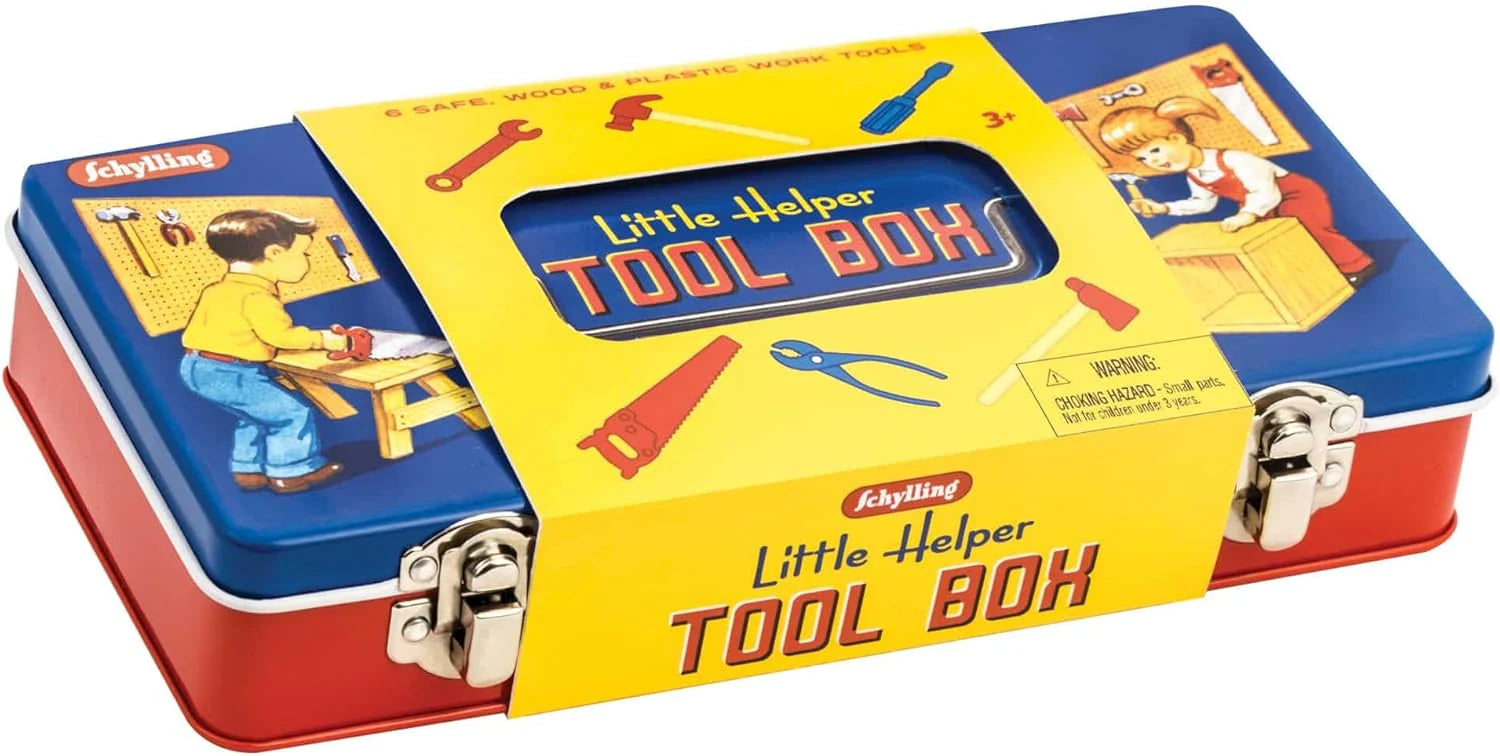 Toy Tin Tool Box with Tools Metal Case Including 6 Tools Ages 3