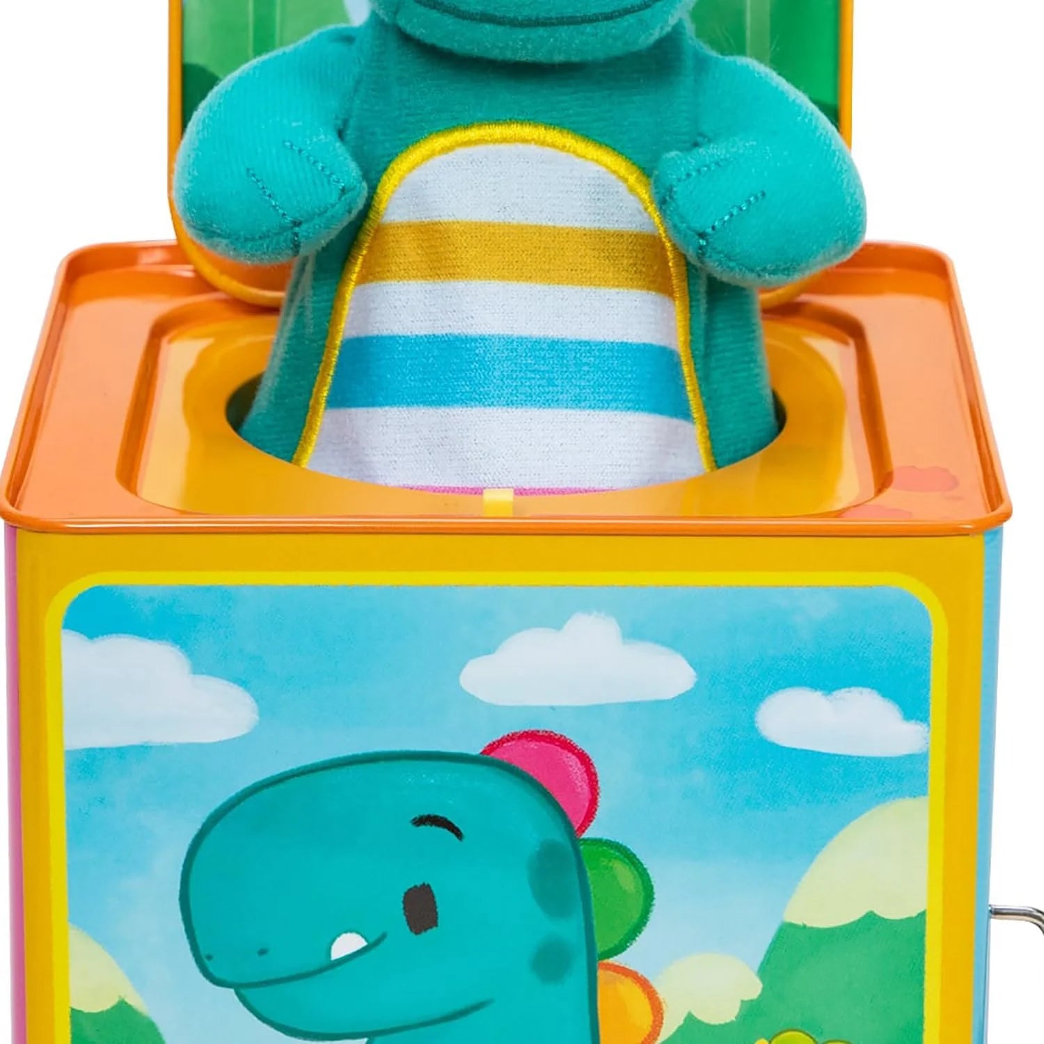 Brand Baby Dino Jack in The Box Classic Tin Musical Popping Toy Ages 18 Months to 4 Years