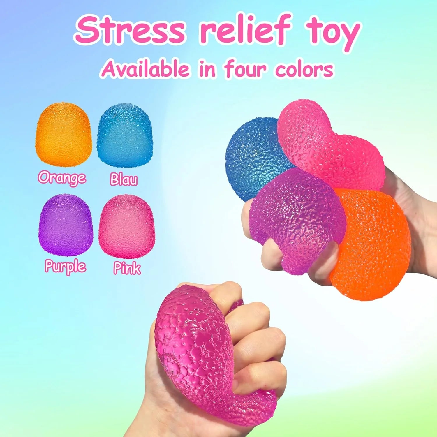 Squishy Fidget Toys Stress for Kids and Adults Super Solid Squeeze Ball Sensory for Stress Relief Birthday Easter Basket Stuffers and Party FavorsPink